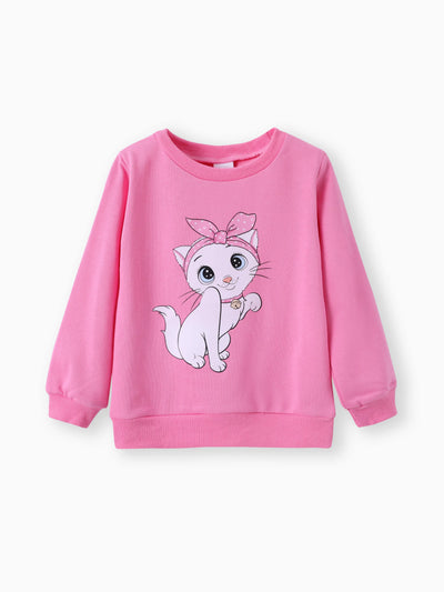 3 STÜCKE Kleinkind Mädchen Kindliche Katze Muster Distressed Patchwork Denim Jeans Set  rosa