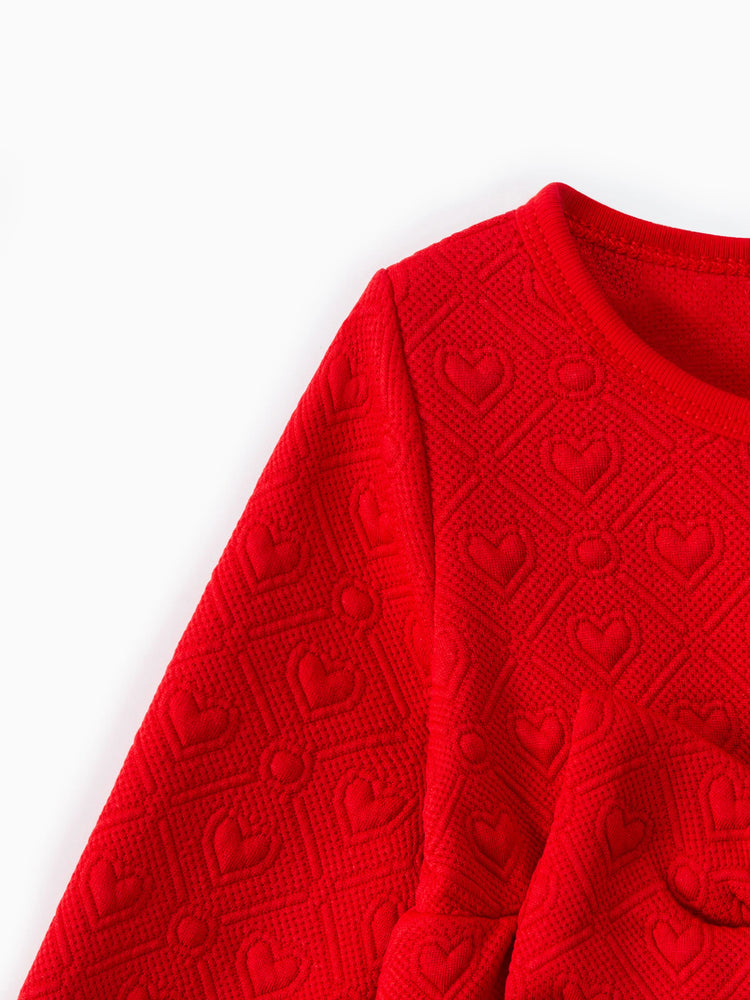 Baby Girl Sweet Bow Decoration 3D Long Sleeve Dress Red