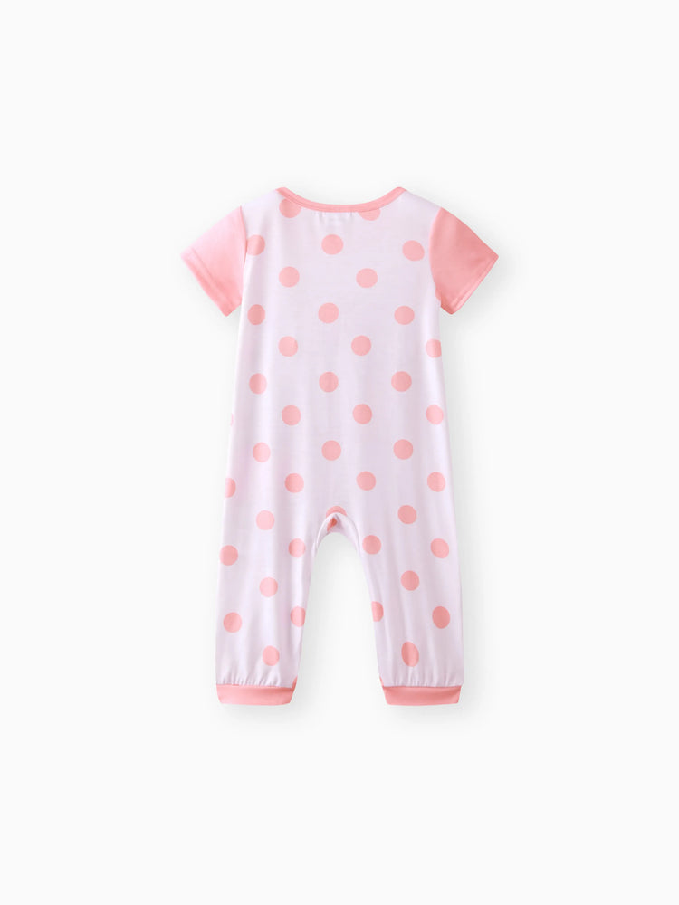 Mono de manga corta con estampado de elefante de dibujos animados para niña, color rosa