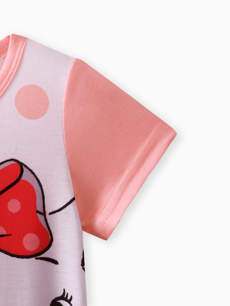 Mono de manga corta con estampado de elefante de dibujos animados para niña, color rosa