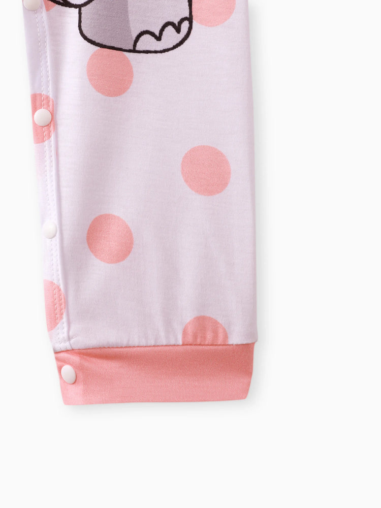 Mono de manga corta con estampado de elefante de dibujos animados para niña, color rosa