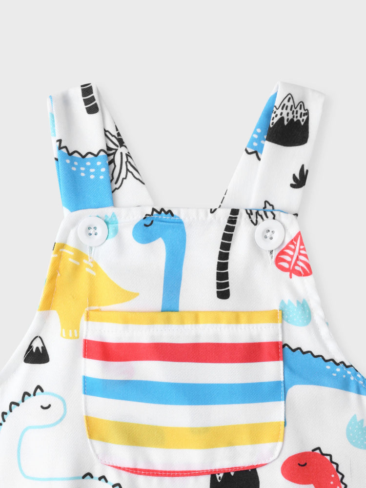 Combinaison sans manches à imprimé dinosaure multicolore pour bébé garçon