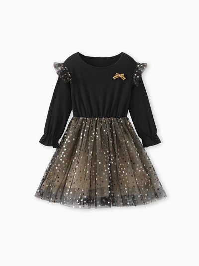 Baby / Toddler Trendy Stars Mesh Dress Black