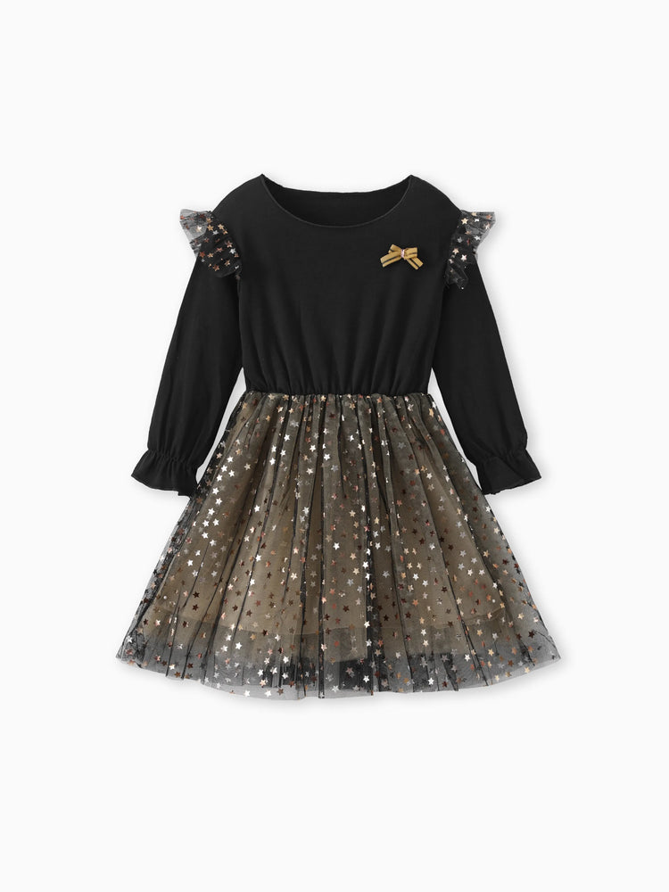 Baby / Toddler Trendy Stars Mesh Dress Black