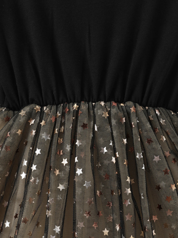 Baby / Toddler Trendy Stars Mesh Dress Black