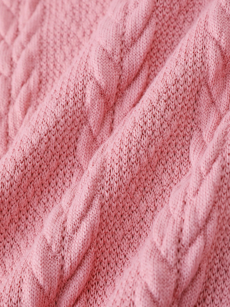 Toddler Girl Turtleneck Cable Knit Long-sleeve Sweater Dress Pink