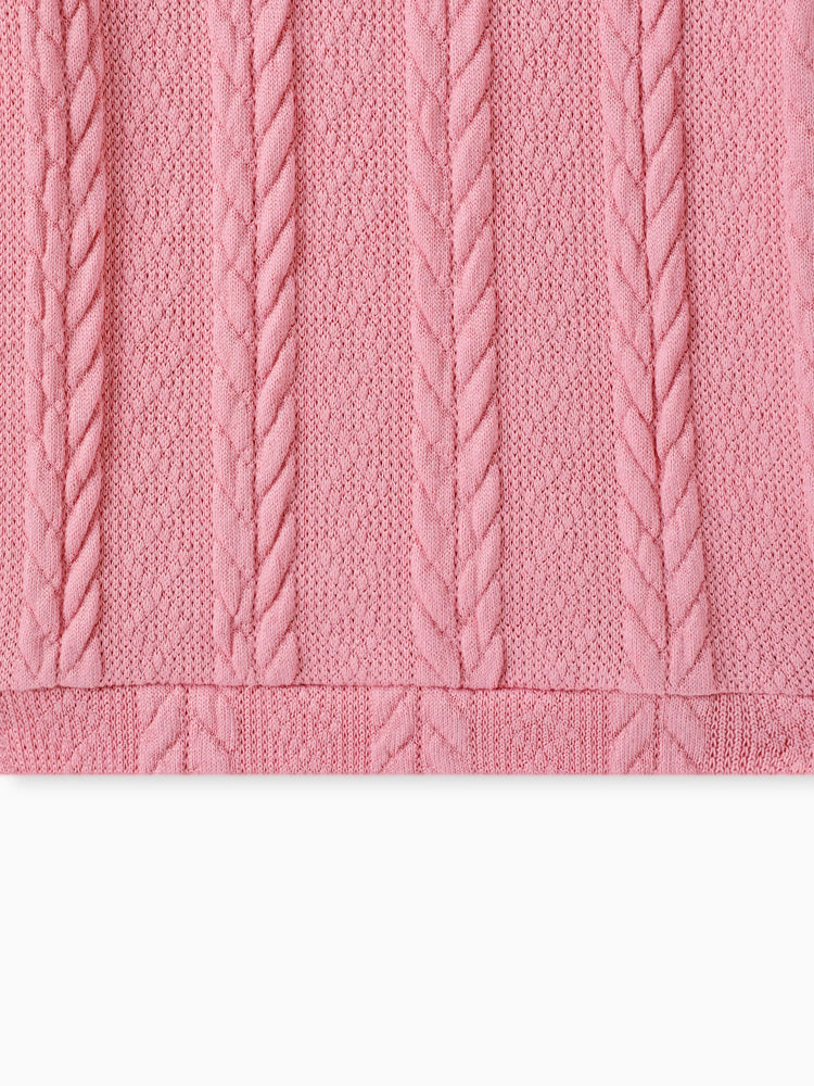 Toddler Girl Turtleneck Cable Knit Long-sleeve Sweater Dress Pink