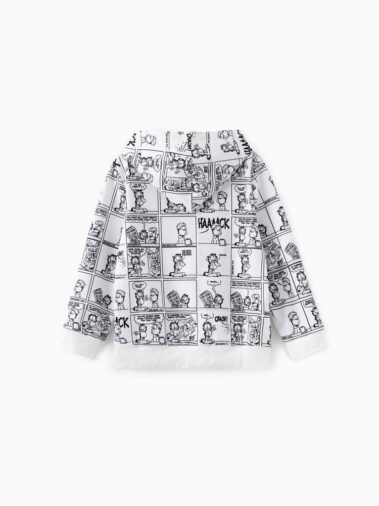 Sudadera con capucha para niño Garfield Kids (1 pieza), estampado gráfico de cómic, blanco y negro