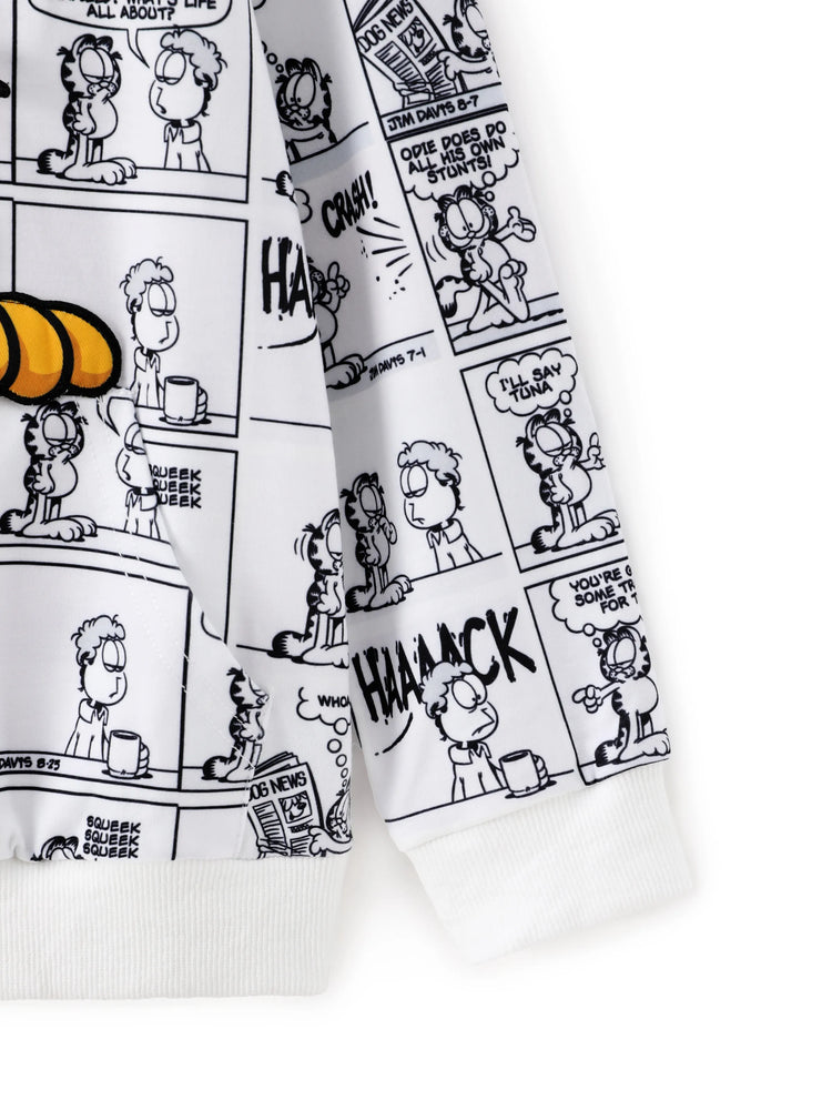 Sudadera con capucha para niño Garfield Kids (1 pieza), estampado gráfico de cómic, blanco y negro