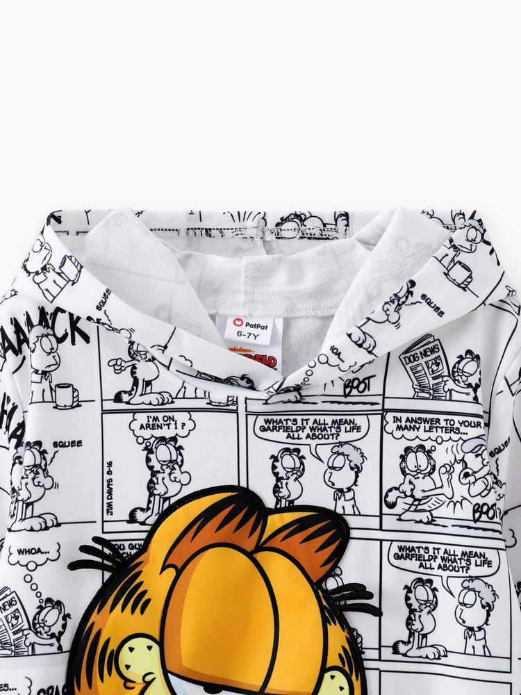 Sudadera con capucha para niño Garfield Kids (1 pieza), estampado gráfico de cómic, blanco y negro