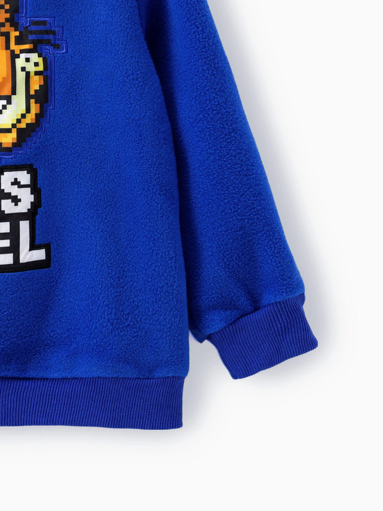 Sweat à capuche en polaire coton Garfield Game Over pour tout-petit/enfant garçon, bleu