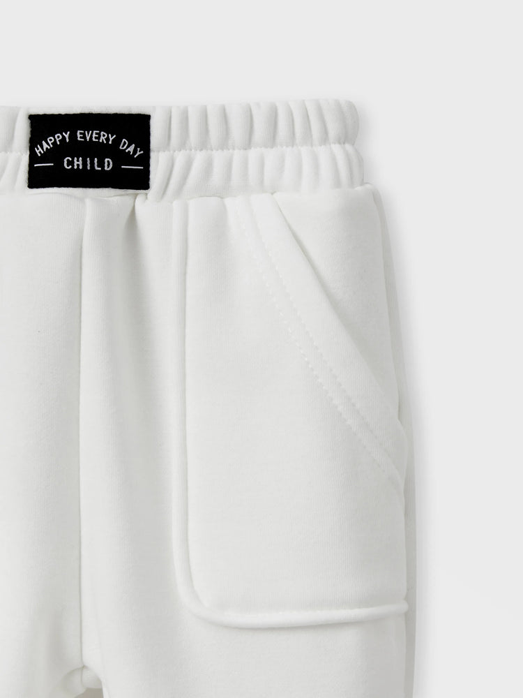 Pantalon décontracté uni en polaire pour bébé garçon/fille, blanc