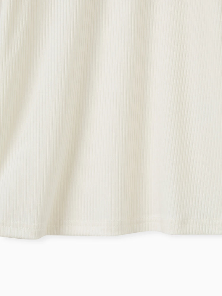 Toddler Girl Textured Ribbed Long Puff-sleeve Dress (Belt is not included) Apricot