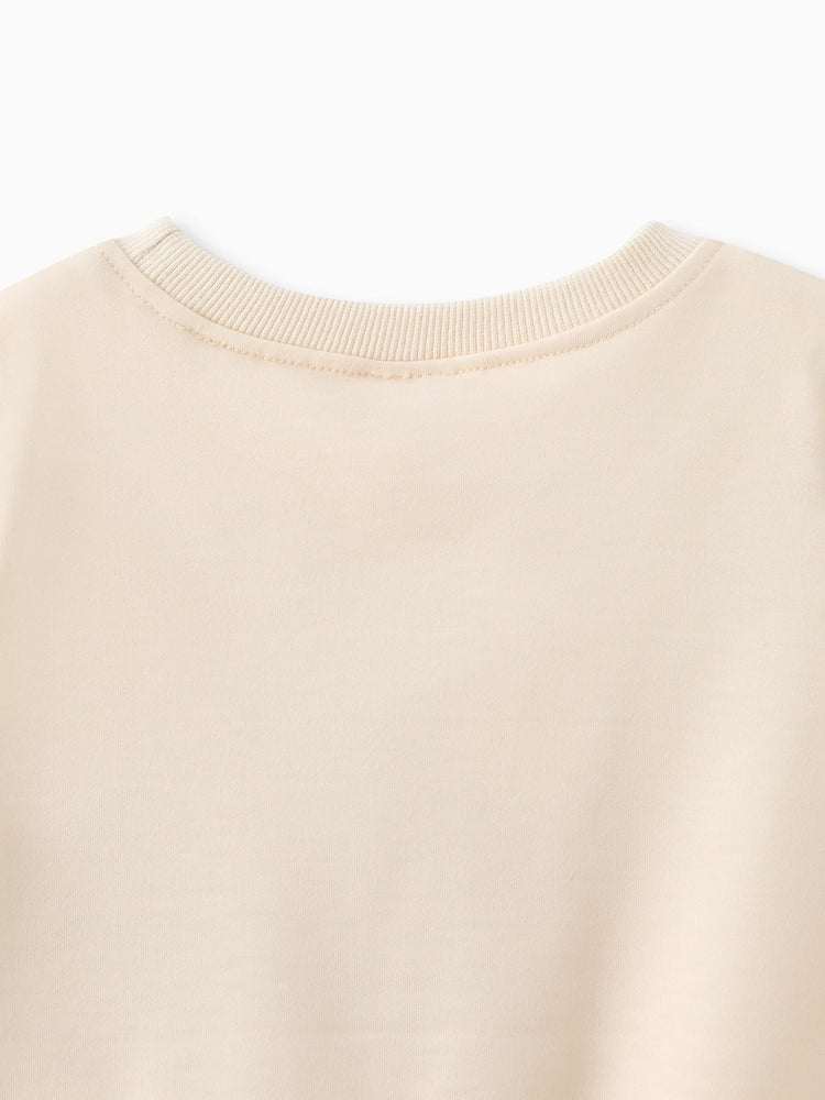 Sweat-shirt à pois imprimé lapin mignon pour petite fille, abricot