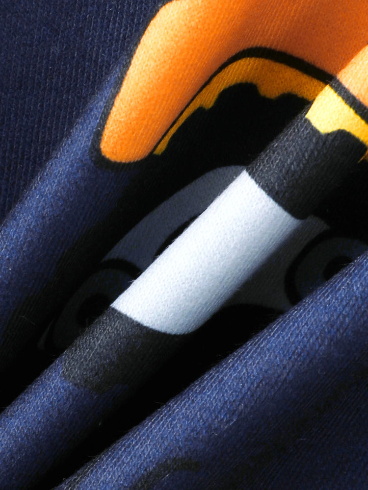 Pullover-Sweatshirt mit Bagger-Aufdruck für Kleinkinder und Jungen Königsblau