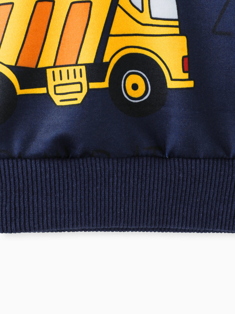 Pullover-Sweatshirt mit Bagger-Aufdruck für Kleinkinder und Jungen Königsblau