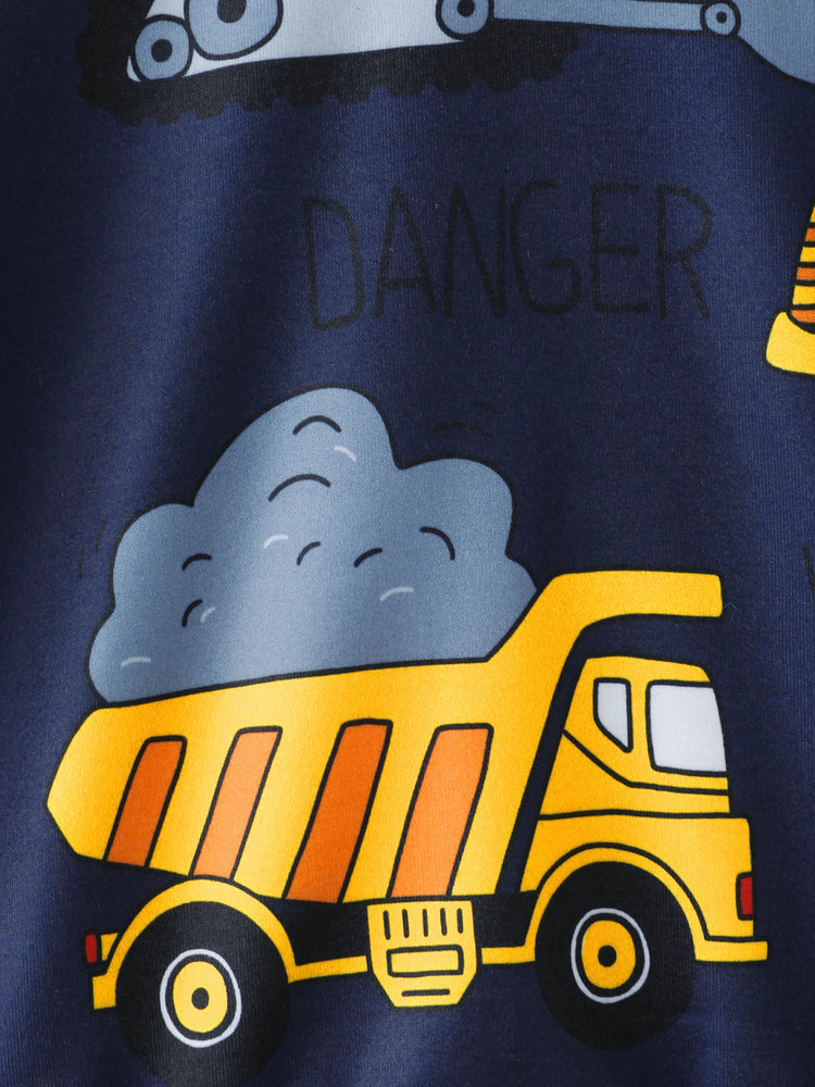 Pullover-Sweatshirt mit Bagger-Aufdruck für Kleinkinder und Jungen Königsblau