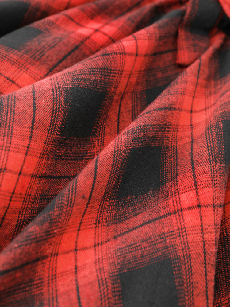 Robe à carreaux et manches longues pour petite fille, noire, avec ourlet irrégulier