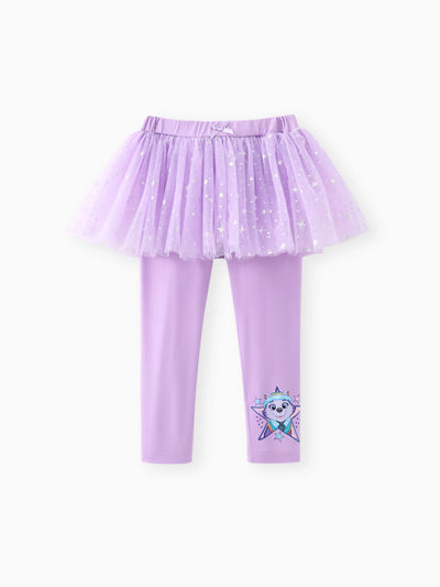 Paw Patrol Toddler Girl Everest Shinny Star Print Tulle Skirt Leggings Purple