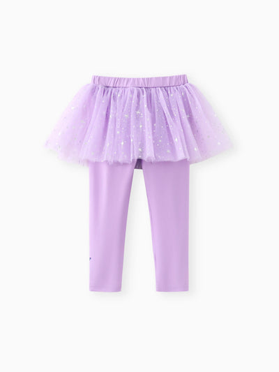 Paw Patrol Toddler Girl Everest Shinny Star Print Tulle Skirt Leggings Purple