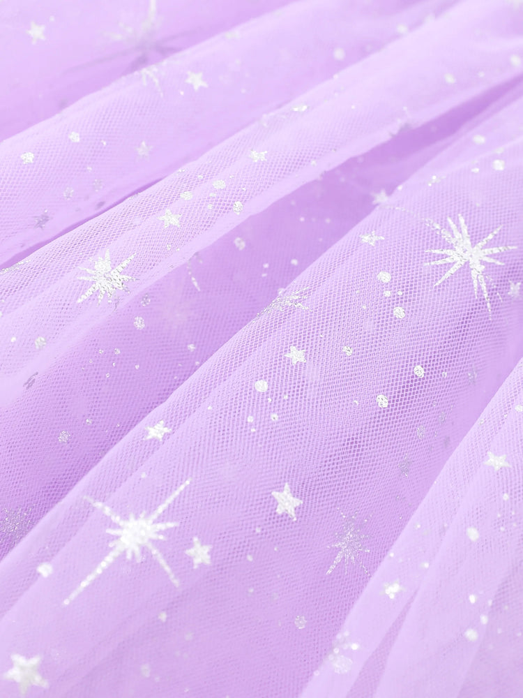 Paw Patrol Toddler Girl Everest Shinny Star Print Tulle Skirt Leggings Purple