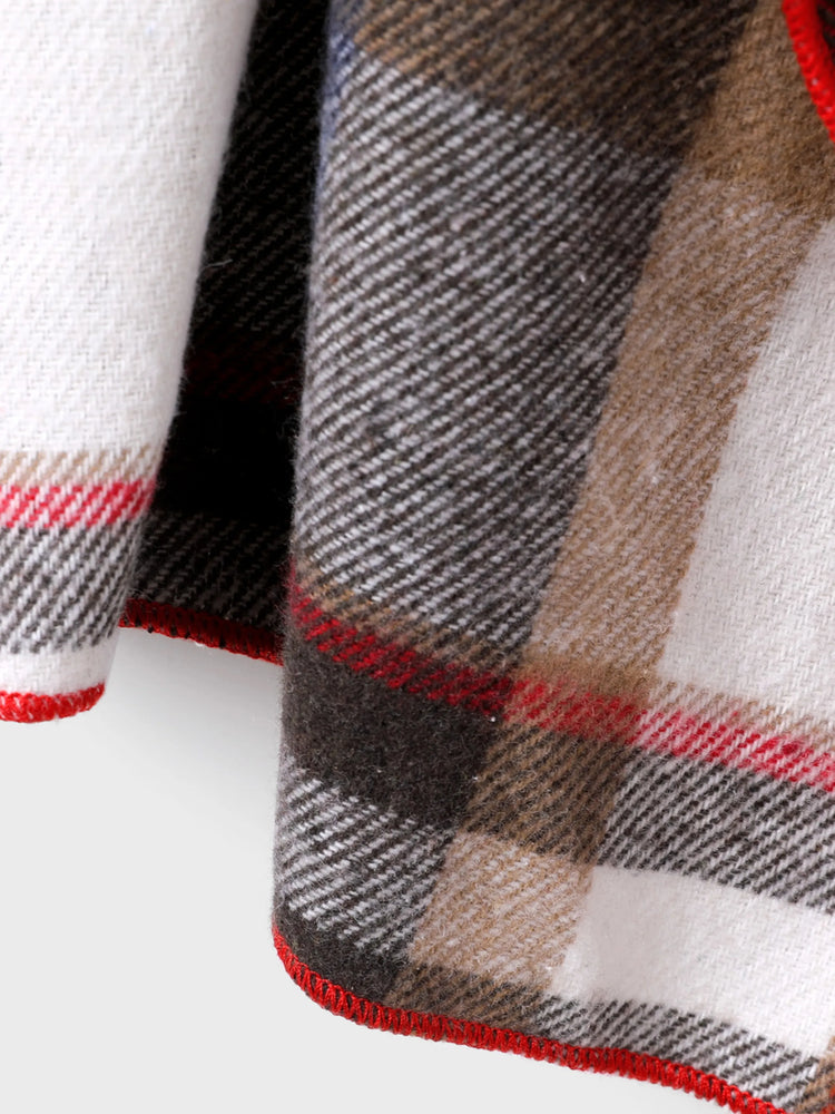 3PCS Toddler Girl Asymmetrical Hemline Classic Grid Dress Set Red