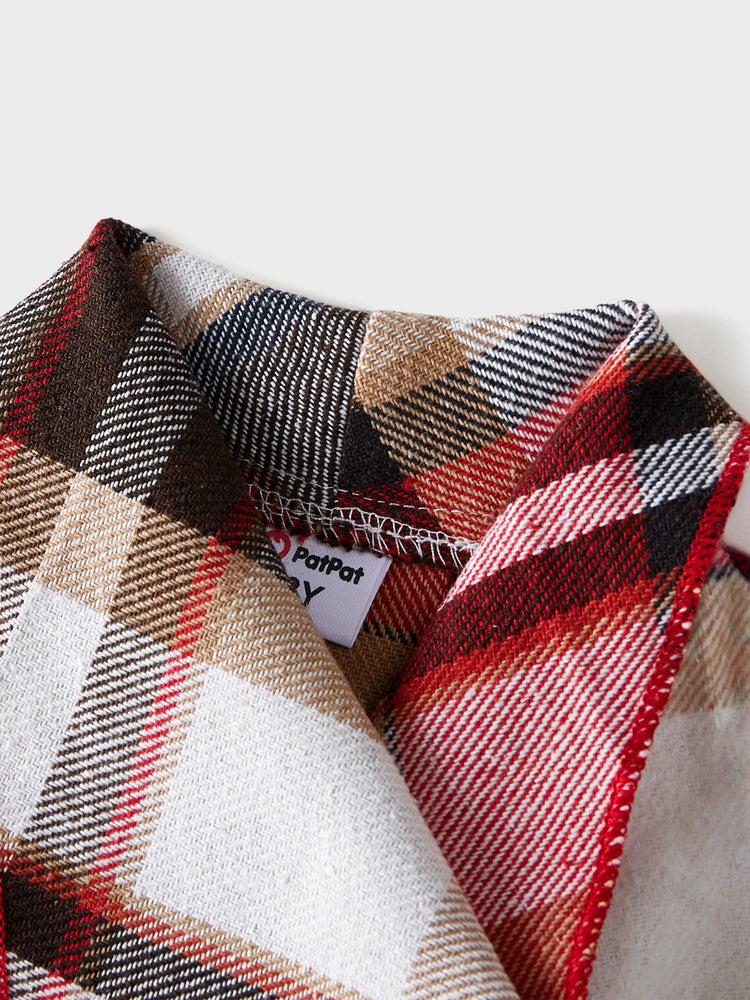 3PCS Toddler Girl Asymmetrical Hemline Classic Grid Dress Set Red