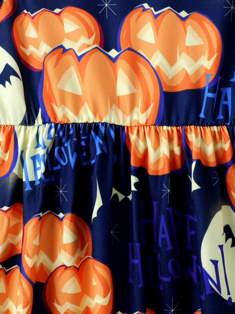 Ensemble 2 pièces pour petite fille, robe sans manches et cardigan à volants, imprimé citrouille, motif Halloween, orange