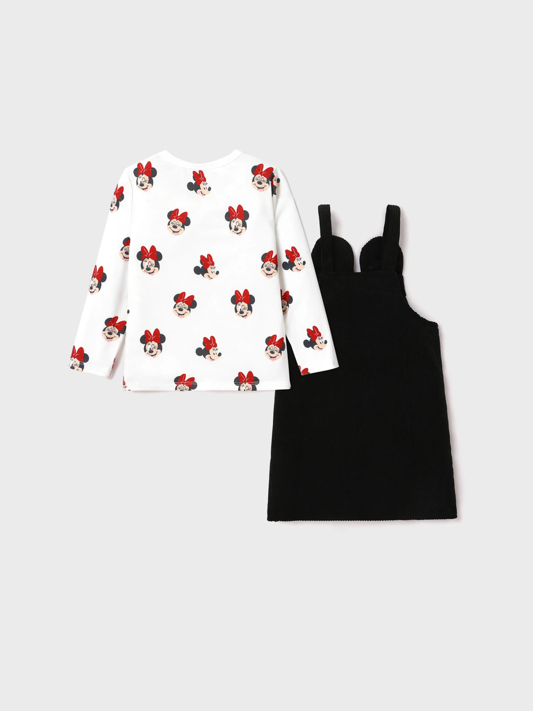 Ensemble 2 pièces Disney Mickey et ses amis pour petite fille, imprimé Minnie, body à manches longues et jupe à imprimé floral avec nœud, noir et blanc
