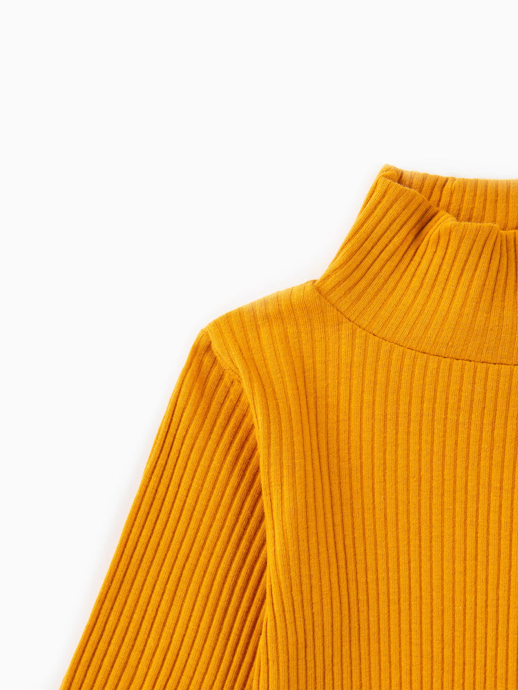 Langärmliger, gerippter Rollkragen-Strampler für Jungen/Mädchen aus 95 % Baumwolle khaki