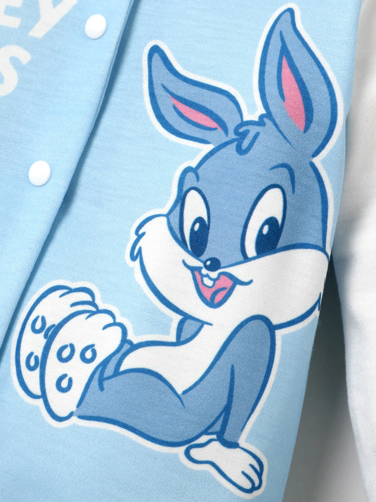 Looney Tunes Baby Boy/Girl Contrast Color Positioning Printed Romper Blue