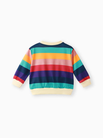 Langarm-Sweatshirt mit Herz- und Buchstabendruck in Regenbogenfarben für Jungen/Mädchen Mehrfarbig