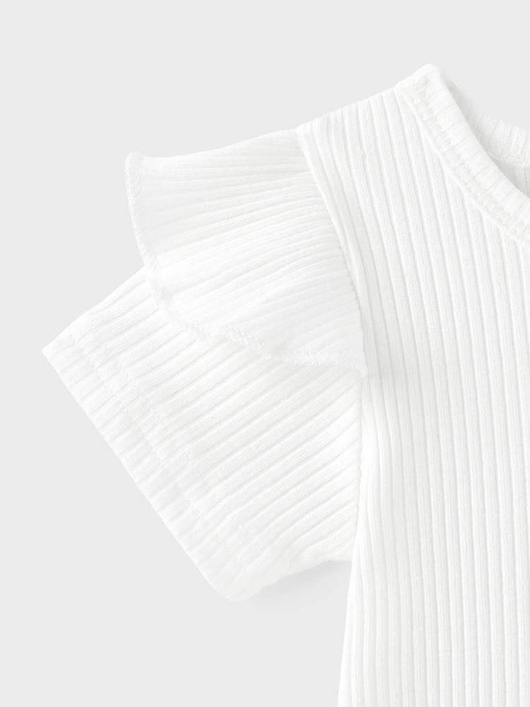 Ensemble 3 pièces pour bébé fille, 95 % coton côtelé, t-shirt à manches courtes à volants, jupe à nœud et bandeau, rose