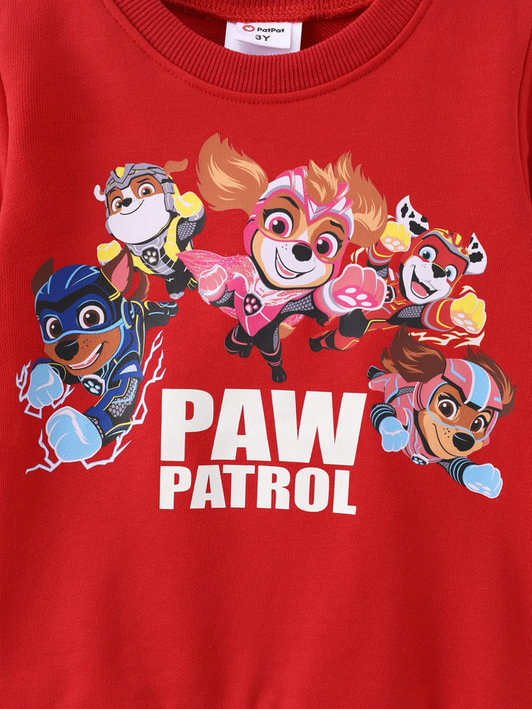 PAW Patrol Toddler Boy 2pcs Skye/Chase/Marshall/Rubble Glow in the Dark Sweatshirt and Pants Set Red