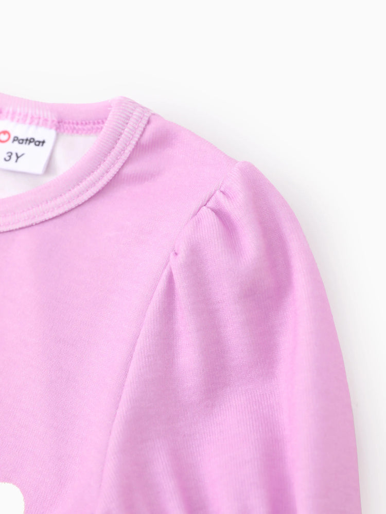 Disney Prinzessin Kleinkind Mädchen 2pcs Naia™ Blumen Puffärmel T-Shirt mit Tüll Rock Leggings Set lila