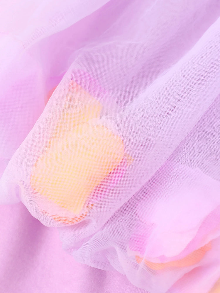 Disney Prinzessin Kleinkind Mädchen 2pcs Naia™ Blumen Puffärmel T-Shirt mit Tüll Rock Leggings Set lila