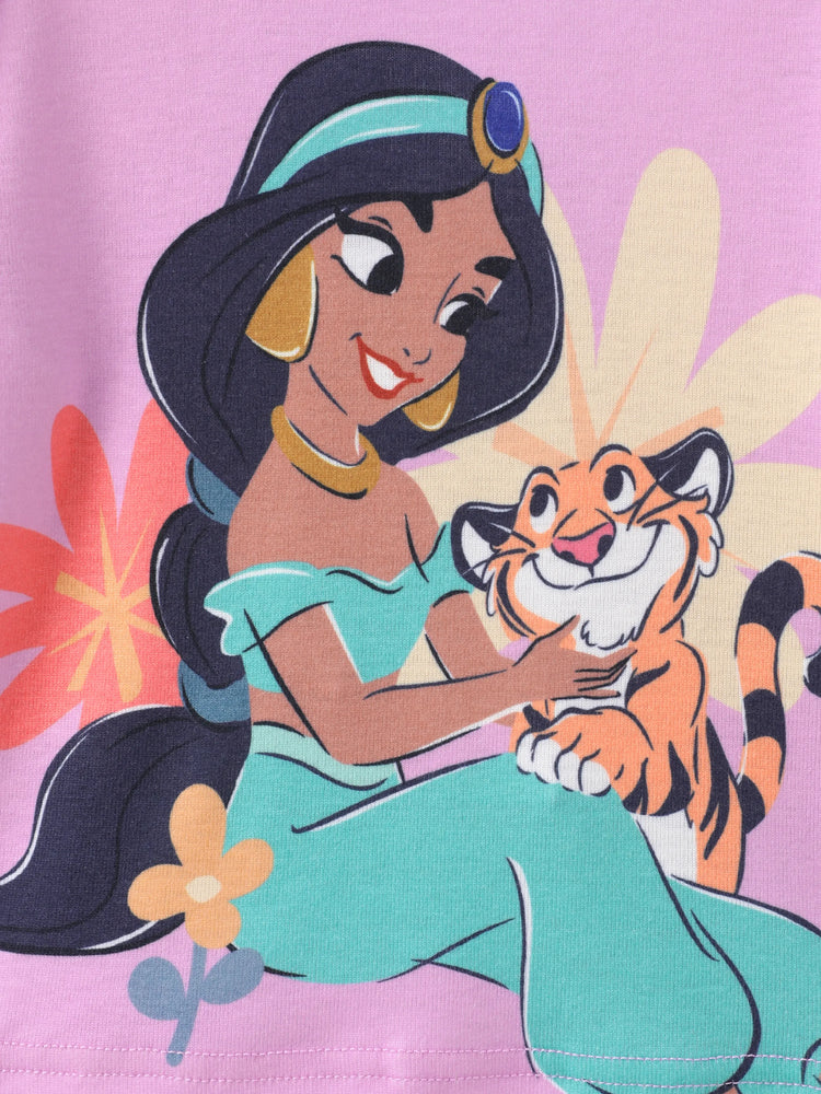 Disney Prinzessin Kleinkind Mädchen 2pcs Naia™ Blumen Puffärmel T-Shirt mit Tüll Rock Leggings Set lila