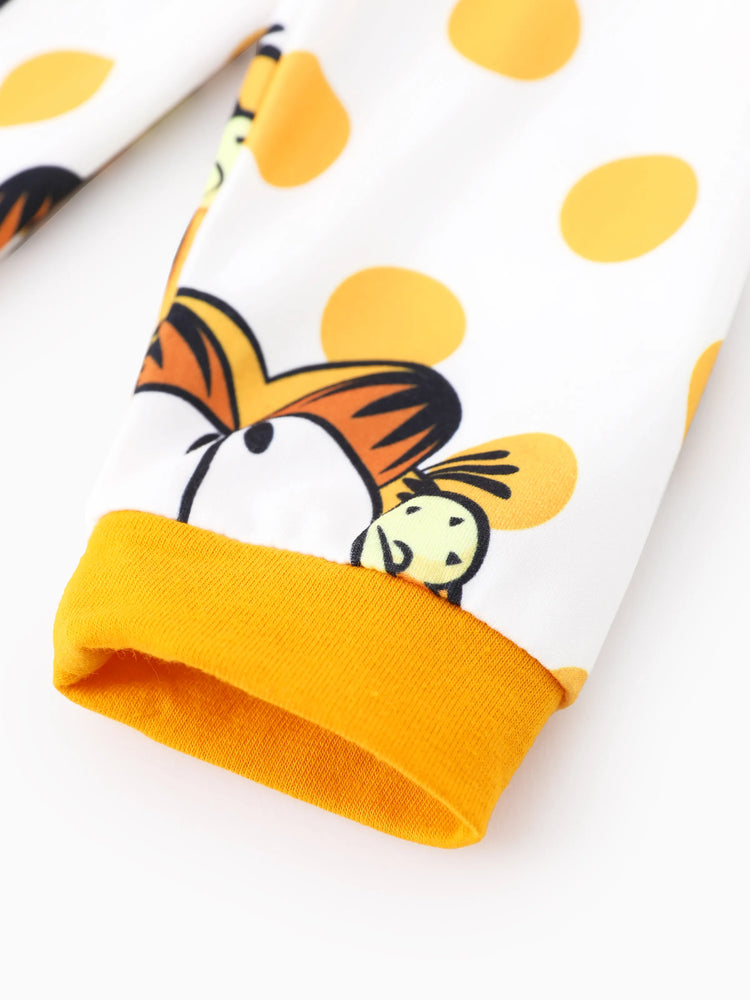 Ensemble 2 pièces Garfield pour bébé garçon/fille, combinaison à pois à manches longues et bavoirs
 Jaune