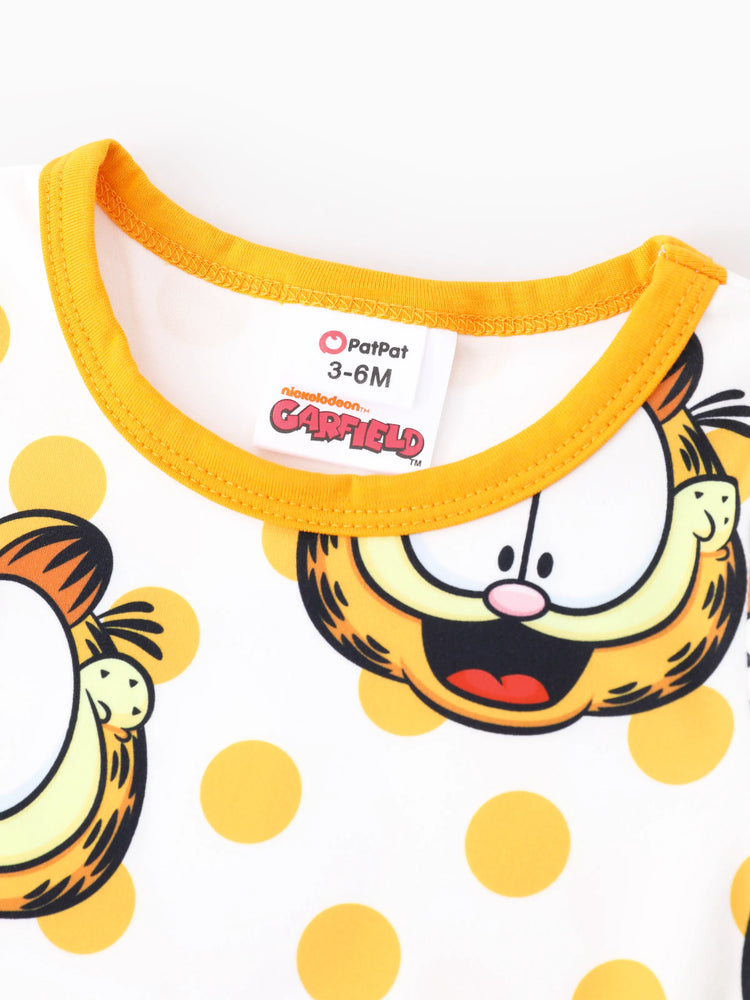 Ensemble 2 pièces Garfield pour bébé garçon/fille, combinaison à pois à manches longues et bavoirs
 Jaune
