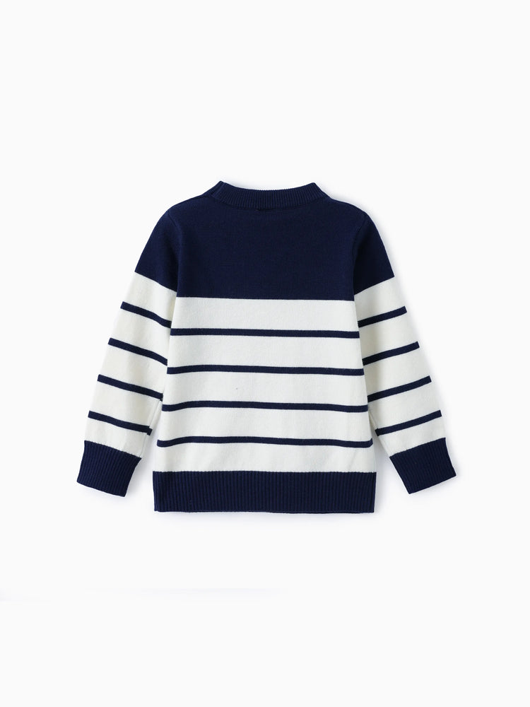 Pull rayé bleu tibétain pour tout-petit garçon