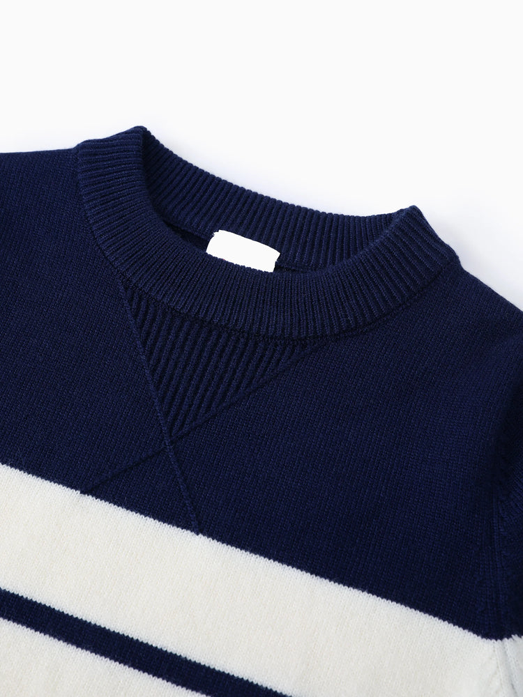 Pull rayé bleu tibétain pour tout-petit garçon