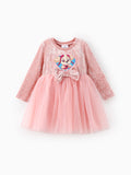 PAW Patrol Toddler Girl Skye Bowknot Velour Tulle Long-sleeve Dress Pink