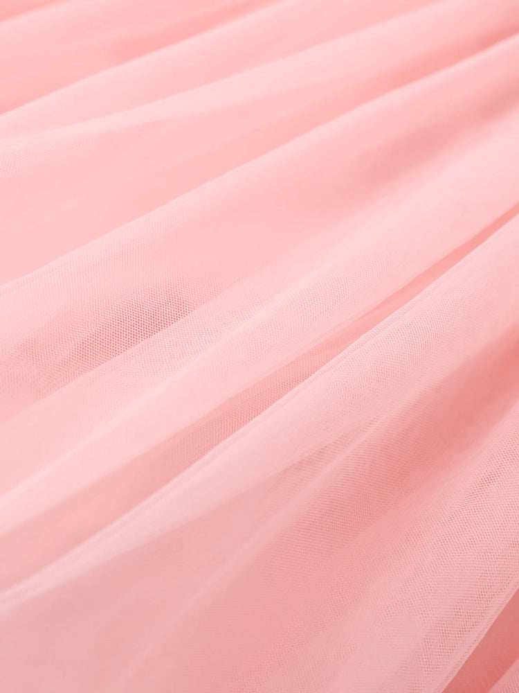 PAW Patrol Toddler Girl Skye Bowknot Velour Tulle Long-sleeve Dress Pink