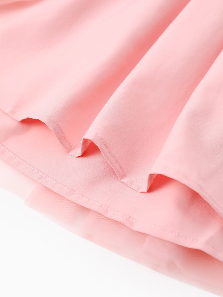 PAW Patrol Toddler Girl Skye Bowknot Velour Tulle Long-sleeve Dress Pink