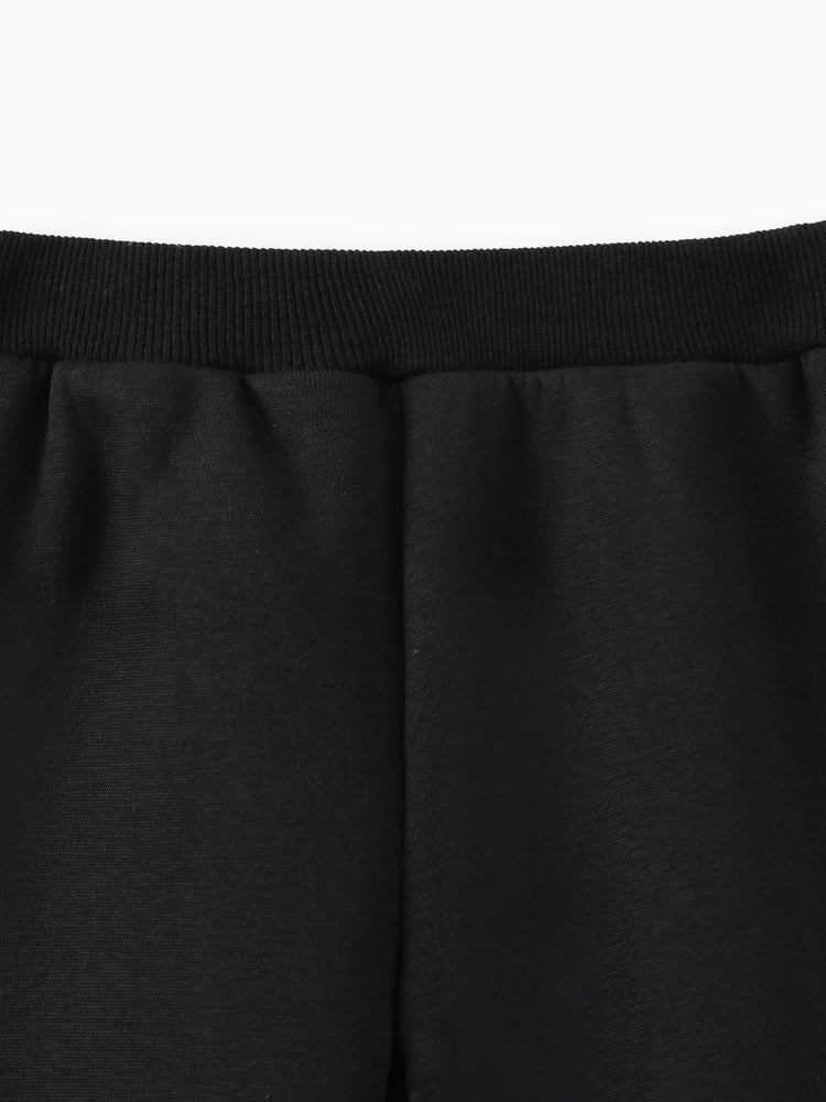 Einfarbige, mit Fleece gefütterte, elastische Hose für Kleinkinder schwarz