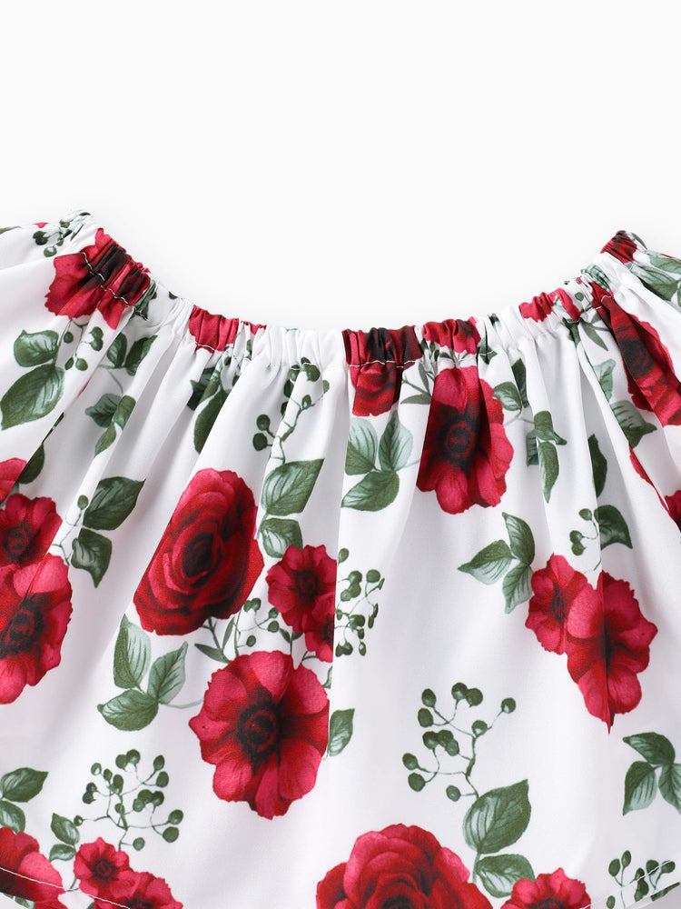 Baby Girl 3pcs Sweet Off-Shoulder Tee and Denim Jeans and Heandband Set Red