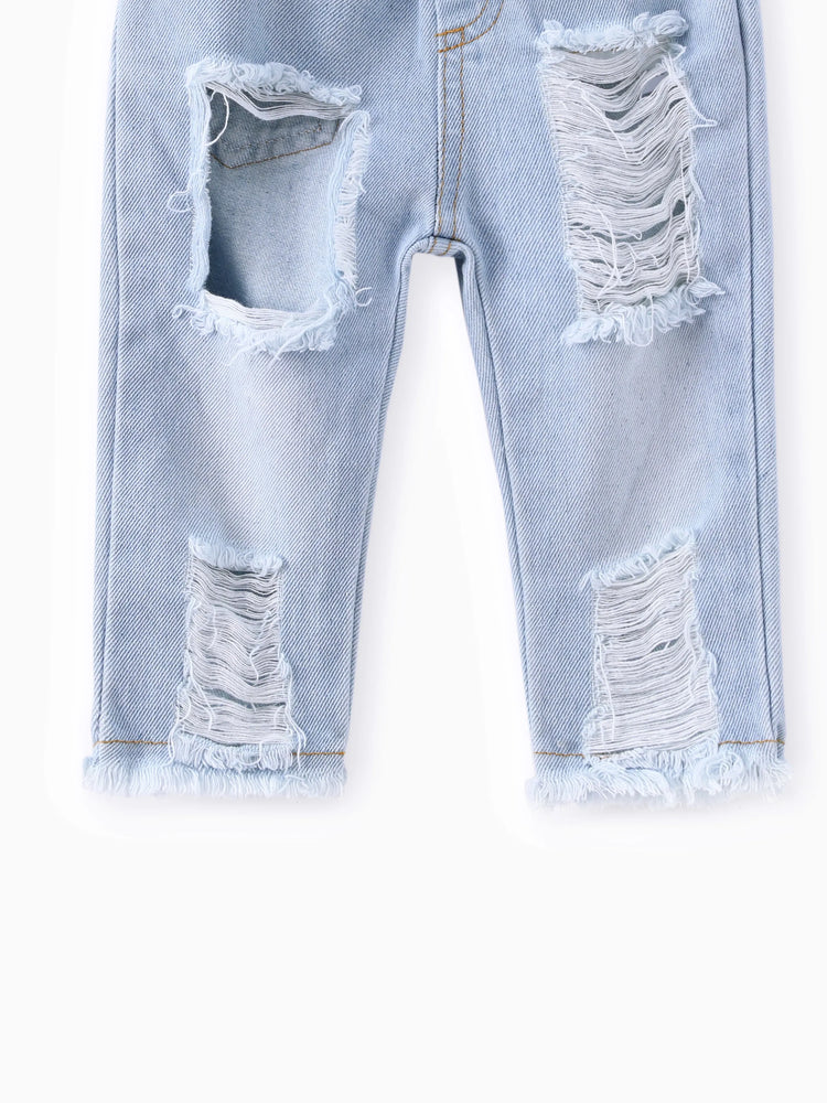 Baby Girl 3pcs Sweet Off-Shoulder Tee and Denim Jeans and Heandband Set Red