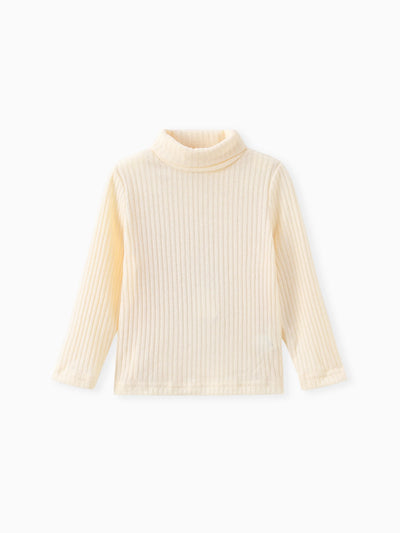 Toddler Boy/Girl Turtleneck Textured Tee Beige