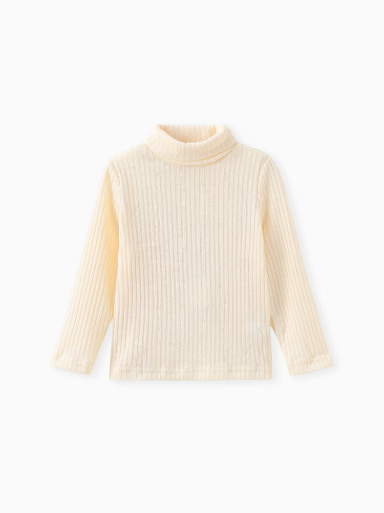 Toddler Boy/Girl Turtleneck Textured Tee Beige