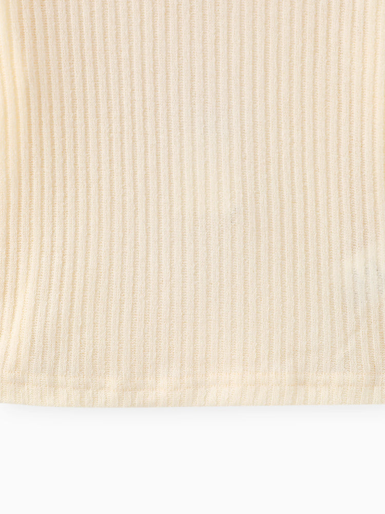 Toddler Boy/Girl Turtleneck Textured Tee Beige